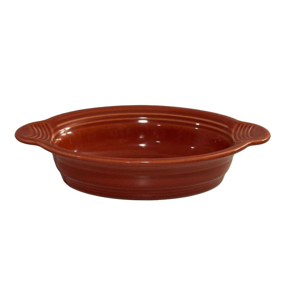 Fiesta Individual Casserole Baking Dish Orange 9" Oval Ceramic Handles